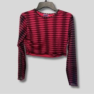 Edikted Pink and Black Pattern Cropped along Sleeve